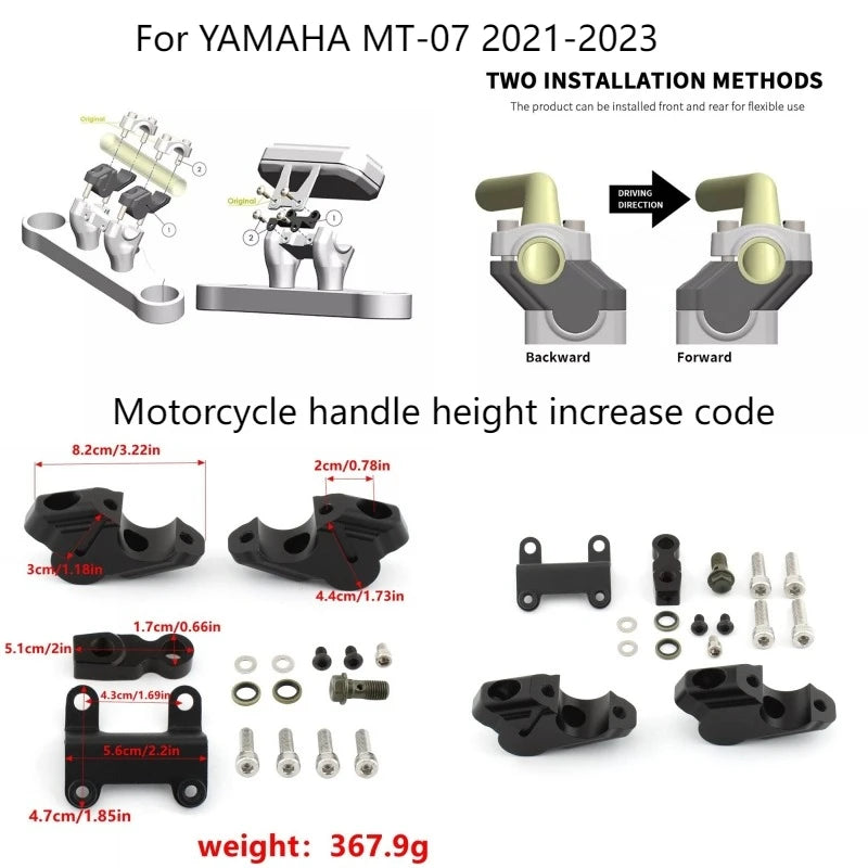 Motorcycle riser height increase code height increase bracket handlebar height increase for YAMAHA MT 07 MT07 MT-07 2021-2023
