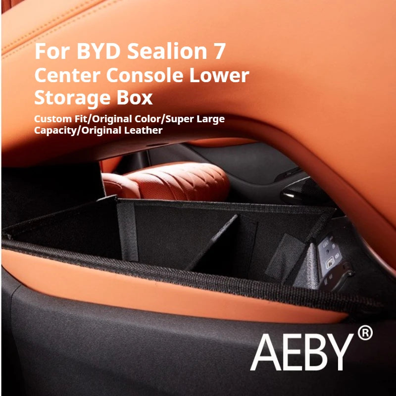 AEBY For BYD Sealion 7 2024 Center Console Organizer Waterproof Anti-Slip Central Lower Layer Storage Tray Interior Accessories