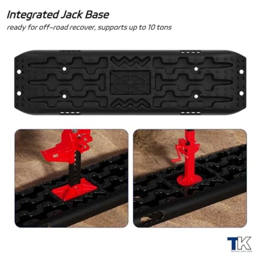 Heavy-Duty Off-Road Traction Boards with Jack Base and Storage Bag - Recovery Boards Perfect for Sand Mud and Snow 2pcs