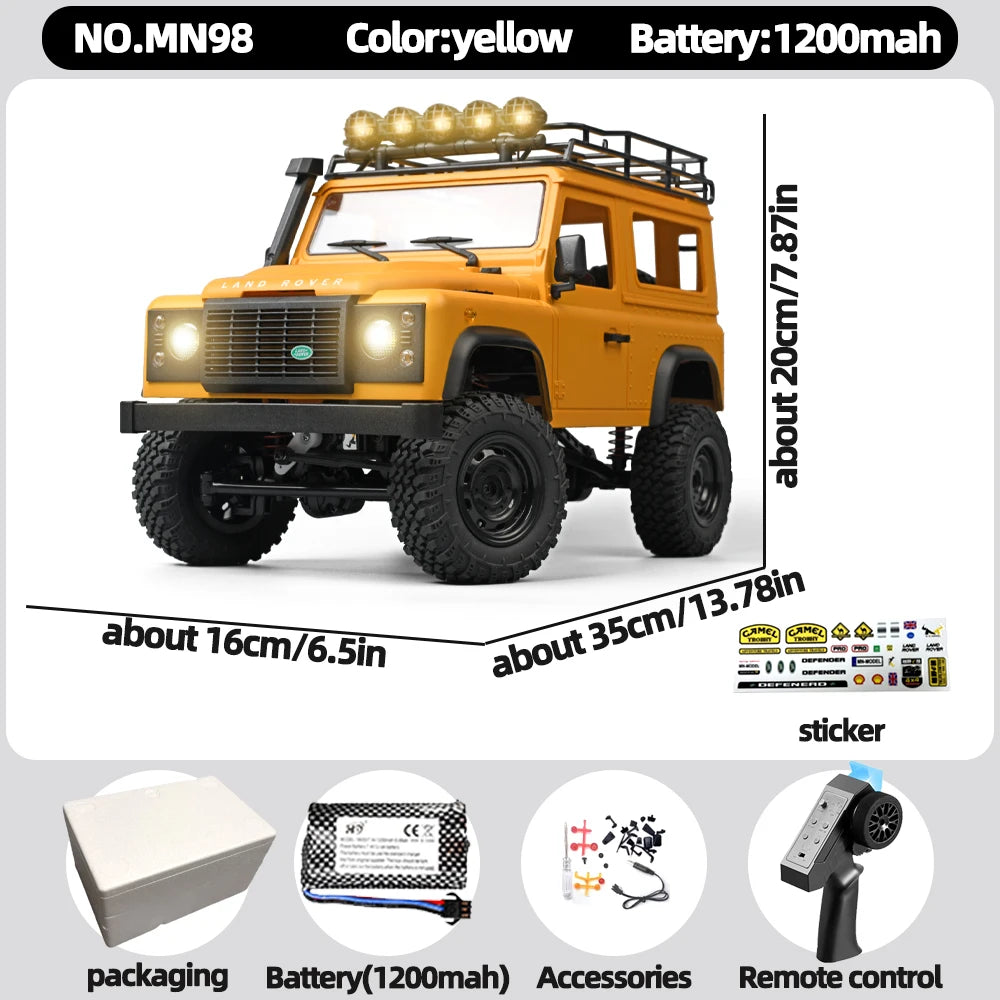 New MN MN99S MN98 1:12 RTR RC Rock Crawler 2.4G 4WD Land Rover Defender Simulated Remote Control Off-Road Truck Toy