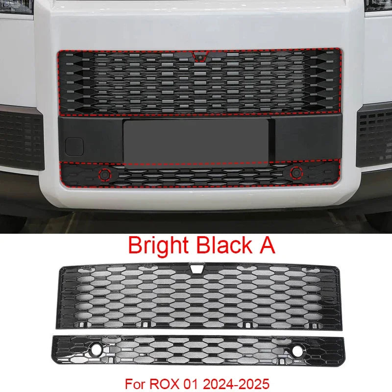 Car Replace Bumper Center Intake Grille Cover For ROX 01 ADAMAS 2024-Present Front Upper Lower Grille  Buckle Insect Proof Net