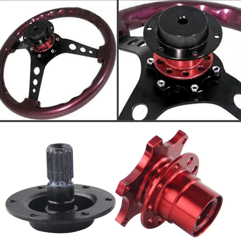 Universal 6 Hole Design Steering Wheel Hub Adapter Quick Release Boss Kit for Auto Modification，Connection Base Quick Release