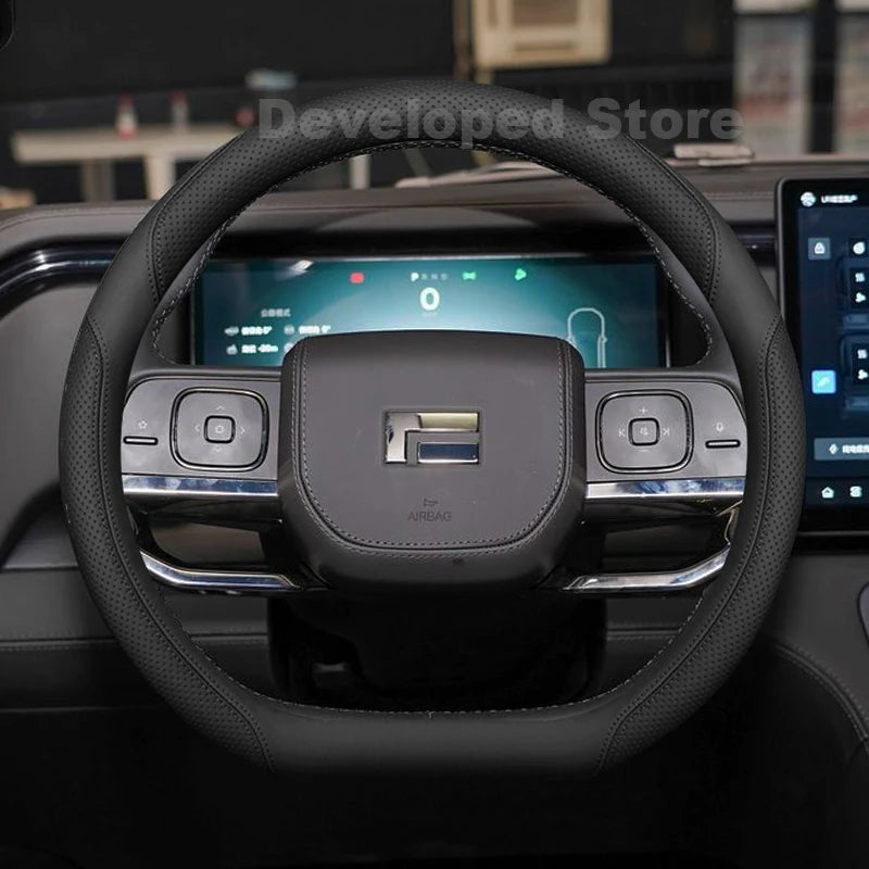 Car Steering Wheel Cover For BAIC JISHI polestone 01 Rox 01 2025 2026 Leather D-type Auto Steering Wheel Cover Accessories
