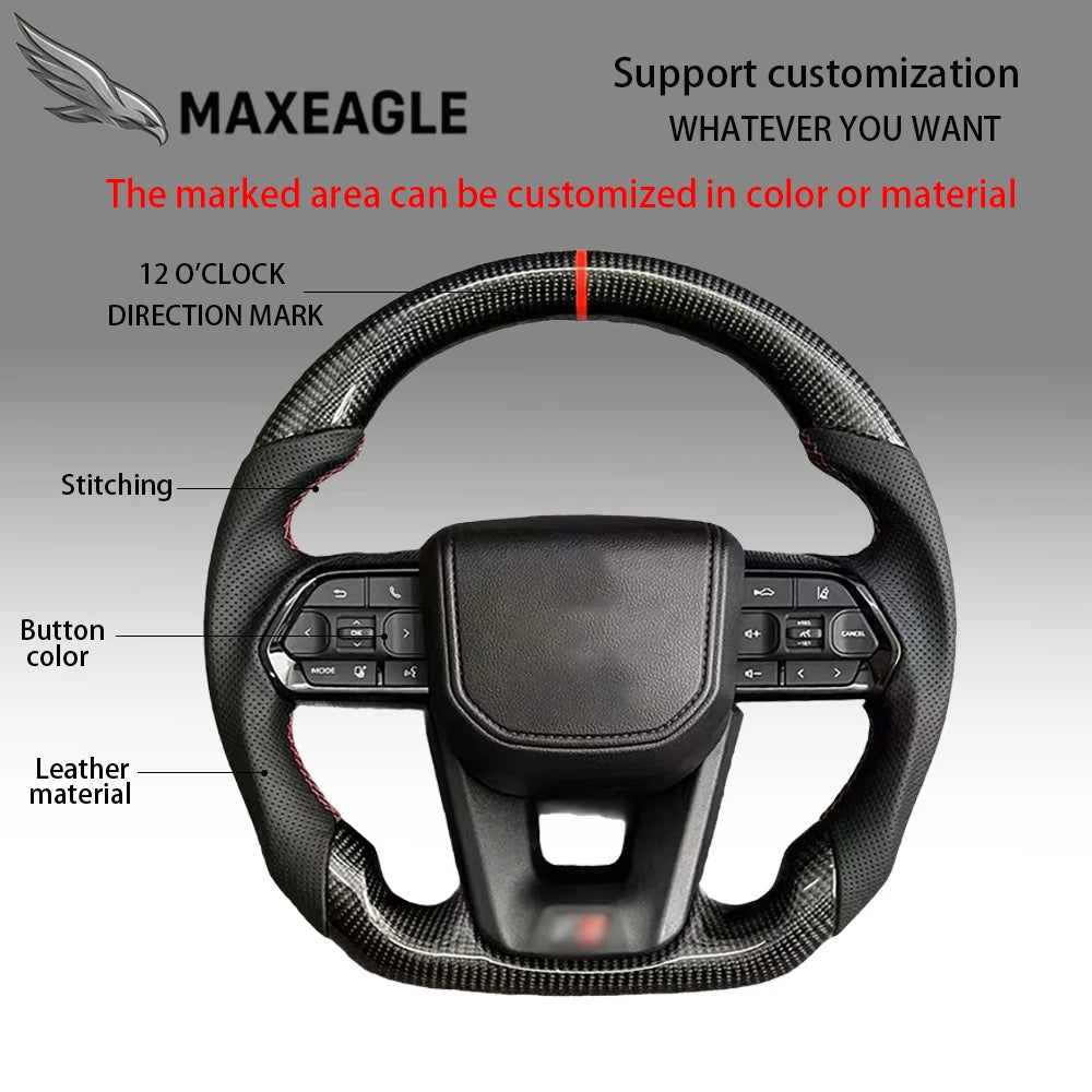 MAXEAGLE لعجلة قيادة تويوتا GT86 فورتشنر FJ كروزر هايس لاند كروزر LC70/76/79 كراون ألفارد فيلفاير هايلكس جلد كاربون