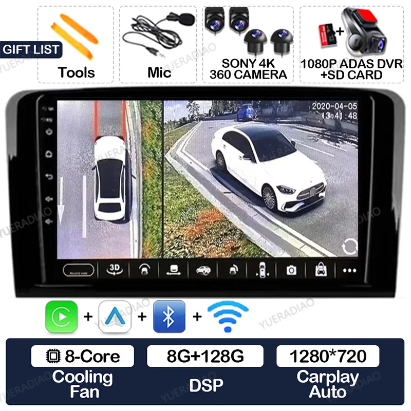 Android 17 Car Radio For Mercedes Benz GL ML W164 ML350 ML500 X164 GL35 GL45 2005 - 2012 GPS NAVI Multimedia Video Player 2DIN