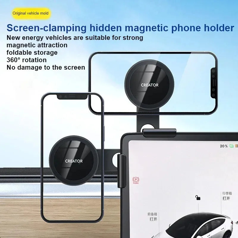Center Control Display Slide Rail Phone Holder Magnetic For Tesla Model 3 X Y S For BYD Car Phone Holder for iPhone 15 14 13 12