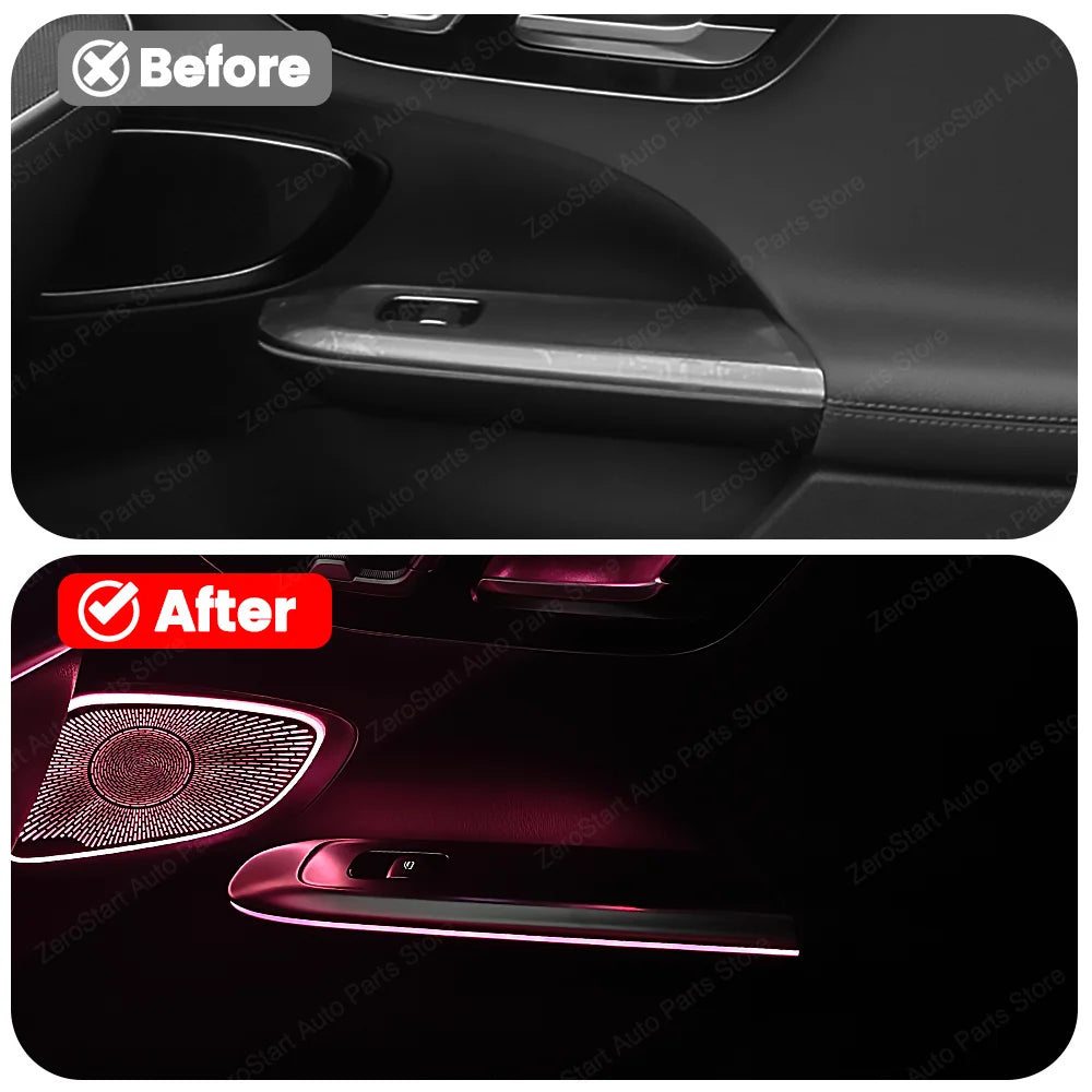 64 Color Car LED For Mercedes Benz C Class W206 GLC Class X254 4 Door Armrest Light Ambient Light Decorative Lamp Retrofit