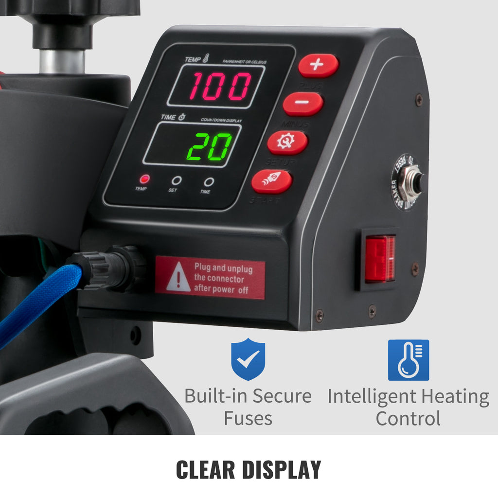 SucceBuy Termopressa 5in1 Macchina Termopressa 30x38cm a Conchiglia Trasferimento Sublimatico Stampante Digitale Controllo Preciso della Temperatura
