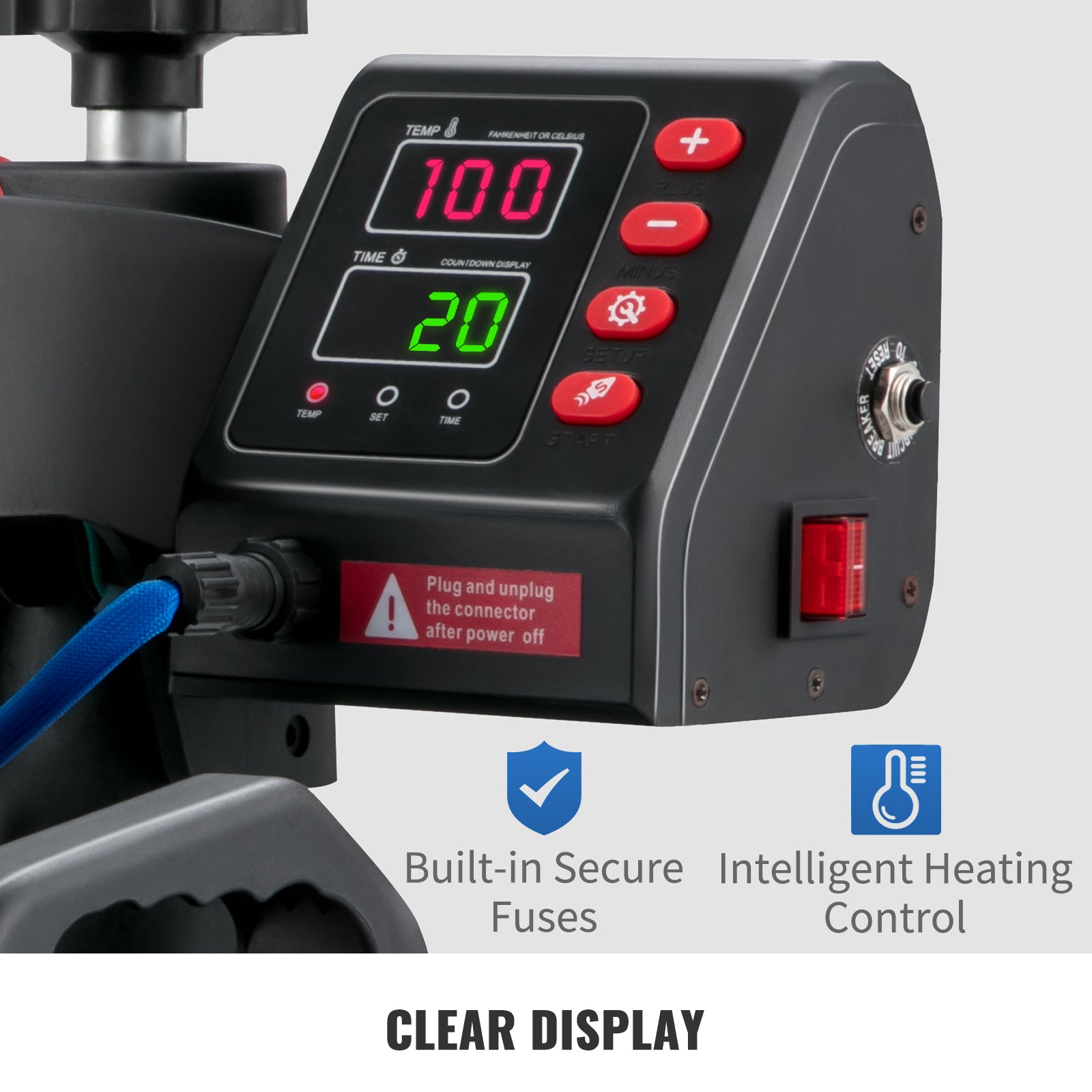 SucceBuy Termopressa 5in1 Macchina Termopressa 30x38cm a Conchiglia Trasferimento Sublimatico Stampante Digitale Controllo Preciso della Temperatura
